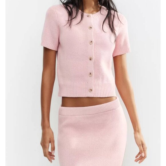 ZARA PLAIN KNIT TOP AND PLAIN KNIT MINI SKIRT 2 PIECES SET NWT - Picture 1 of 12